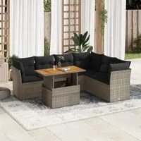 Set Divani da Giardino 7 pz con Cuscini Grigio in Polyrattan 3326937