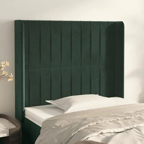 Testiera ad orecchio verde scuro 83x16x118/128 cm in velluto