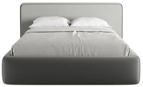 Letto matrimoniale imbottito grigio con contenitore con griglia 140x200 cm Kiana - Makamii