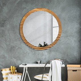 Specchio tondo con decoro Onda di legno fi 90 cm