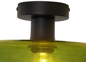 Lampada da soffitto retrò nera con vetro verde - Bizle