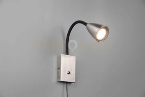 Wanda applique flessibile con interruttore metallo acciaio e nero h...