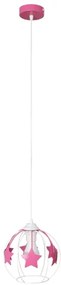 Lampadario a sospensione per bambini STARS 1xE27/15W/230V rosa/bianco