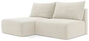 Divano angolare color crema allungabile/con contenitore (con penisola a sinistra) Kalena – Makamii