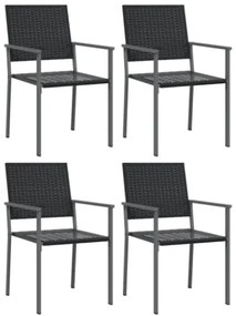 Sedie da Giardino 4 pz Nere 54x62,5x89 cm in Polyrattan