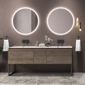 Kamalu - mobile bagno a terra 175 cm doppio lavabo 2 cassetti e anta sp-175ss