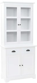 Credenza Con Alzata 4 Ante İn Mdf E Legno Di Pino 80x40x180 Cm /