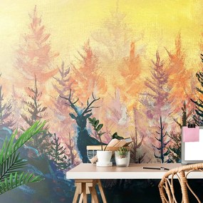 Carta da parati autoadesiva – Pittura forestale artistica