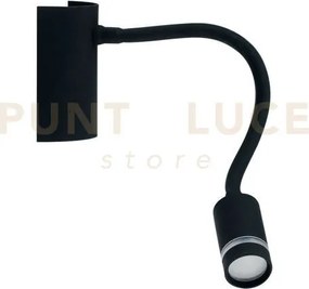 Applique a parete flessibile led kepler nera 3w 220lm 3000k 32x6x9cm