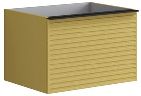 Mobile da bagno sotto lavabo Pixel stripes giallo laccato L 60 x H 40 x P 45.5 cm 2 cassetti, lavabo non incluso