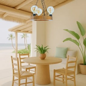 Lampadario a sospensione con catena IOS 3xE27/60W/230V diametro 30 cm faggio