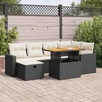 Set Divani da Giardino con Cuscini 8 pz Nero Polyrattan Acacia 3328001