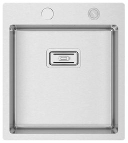 Lavello semincasso 1 vasca RODI Box Lux 46 piletta quadra inox L 50.5 x L 45 x P 20 cm argento
