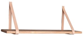 Scaffale in legno con maniglie in pelle , 120 x 20 cm Forno - House Nordic