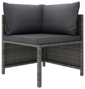 Set Divani da Giardino 11 pz con Cuscini in Polyrattan Grigio