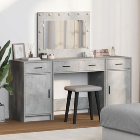 Set di 3 pezzi per toeletta con led grigio cemento in legno ingegnerizzato