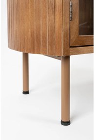 Vetrina di colore naturale in legno di cauciù massiccio 80x140x38 cm Yaz – White Label