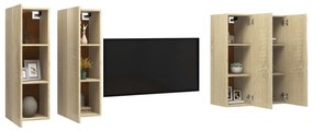 Mobili tv rovere sonoma 4 pz 30,5x30x90 cm in truciolato