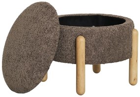 Pouf in tessuto bouclé marrone Medas - House Nordic