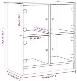 Mobile con Ante in Vetro Rovere Fumo 68x37x75,5 cm