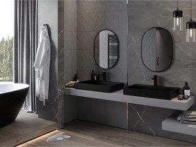Mexen Loft specchio da bagno ovale 70 x 50 cm, cornice nera - 9851-070-050-000-70