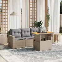 Set Divano da Giardino 5 pz con Cuscini Beige in Polyrattan 3271192