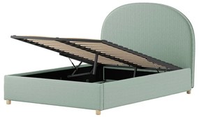 Letto matrimoniale imbottito verde con contenitore con rete inclusa 140x200 cm Moon – Vipack