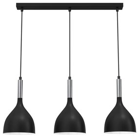 Lampadario a sospensione con filo NOAK 3xE27/15W/230V nero/cromo