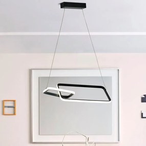Lampadario LED moderno Jody nero, luce con 3 temperature di colore 1800 lumen, NOVECENTO
