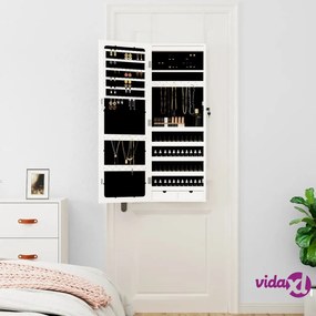 vidaXL Armadio Portagioie a Specchio con Luci LED a Parete Bianco