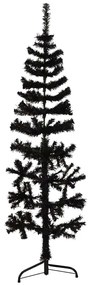 Albero Natale Artificiale Sottile A Metà E Supporto Nero 120 Cm /