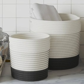 Cestini Portaoggetti 2pz Bianco E Nero İn Cotone /