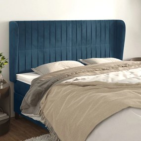 Testiera Ad Orecchio Blu Scuro 183x23x118/128 Cm İn Velluto /