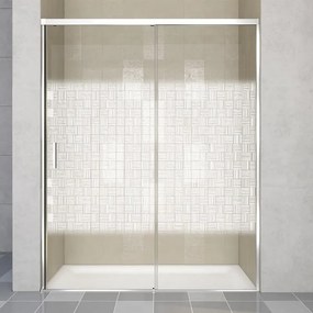 Porta doccia scorrevole L 138-139.5 cm x H 200 cm per nicchia in vetro smerigliato SP. 6 mm, profilo lucido cromo, serie Jazz