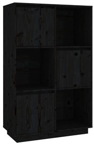 Credenza nera 74x35x117 cm in legno massello di pino