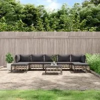 Set Divani da Giardino 8 pz con Cuscini Antracite in Polyrattan 3186785