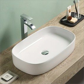 Lavabo D'Appoggio 61x37,5 Cm Rubicer "Break The Rules" Bianco Lucido