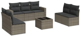 Set Divano da Giardino 8 pz con Cuscini Grigio in Polyrattan