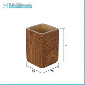 Bicchiere porta spazzolini in poliresina dall'effetto legno Radici
