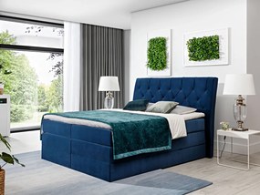 Letto matrimoniale boxspring Salisburgo - 160 x 200 cm , Tessuto blu elettrico