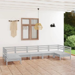 Set Salotto da Giardino 7 pz in Legno Massello di Pino Bianco