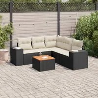 Set Divano da Giardino 6 pz con Cuscini Nero in Polyrattan 3225440