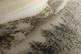 Quadro su tela – Montagne congelate in seppia