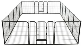 Box per cani con 16 pannelli in acciaio 80x80 cm nero