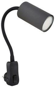 Globo 57911DPG - Faretto a parete con presa di corrente ROBBY 1xGU10/35W/230V nero