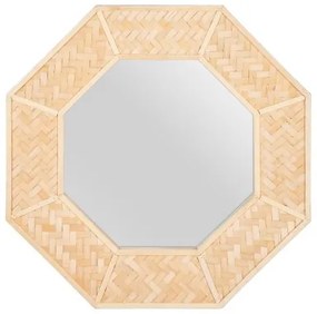 Specchio da parete 81 x 6,5 x 81 cm Naturale Bambù