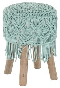 Poggiapiedi DKD Home Decor Legno Marrone Cotone Menta (30 x 30 x 45 cm) (33 x 33 x 43 cm)