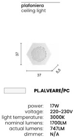 Lampada plafoniera LED 17W 3000K - moderno ALVEARE piccolo