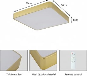 Brilagi-LED Plafoniera dimmerabile POOL LED/48W/230V 3000-6000K 50x50 cm dorata + telecomando