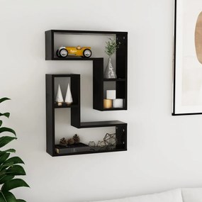 Mensole A Muro 2 Pz Nere 50x15x50 Cm İn Legno Multistrato /